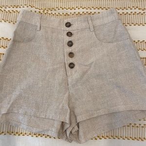 Reformation, High Rise Linen Shorts, Cream, Size 2